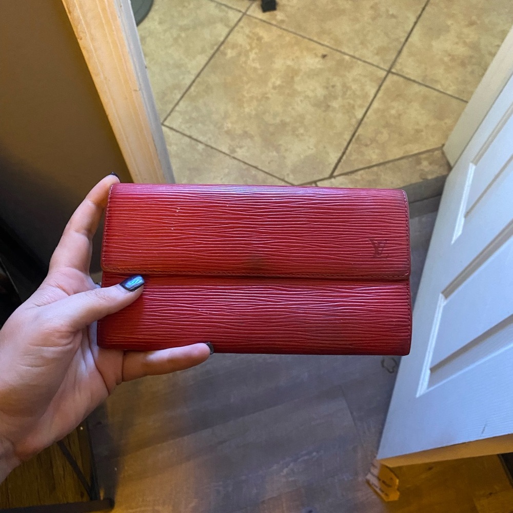 red LV wallet